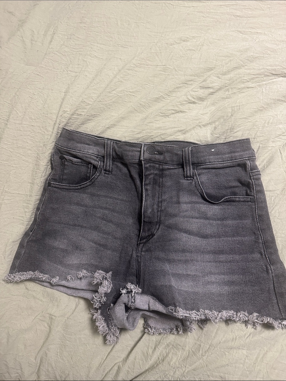 Celebrity Pink Washed Black Frayed Hem Denim Shorts